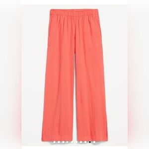 Old Navy 100% Cotton Coral Tropics Wide Leg Pants Size XXL